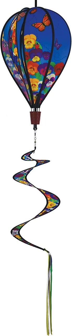 In the Breeze 0988 - Spring Pansies Hot Air Balloon - 6 Panel Spinning Balloon - Outdoor Hanging Decoration